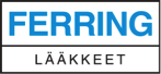 Ferringin logo, jossa lukee sinisellä Ferring ja mustalla lääkkeet